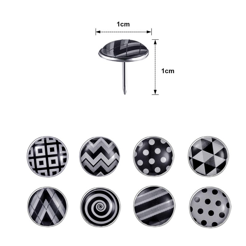 TecUnite 80 Pieces Creative Push Pins Decorative Thumbtacks for Wall Maps, Photos, Bulletin Board or Cork Boards, 8 Different Patterns(Gray) - Image 2